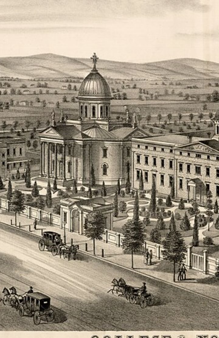College of Notre Dame, San Jose, 1870s lithograph